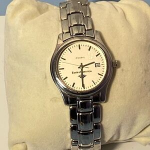 Vintage Fossil Bank of America Logo Watch – Quartz Date – Corporate Promotional”